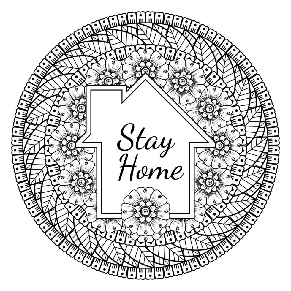 Stay Home with mehndi flower 3403324 Vector Art at Vecteezy