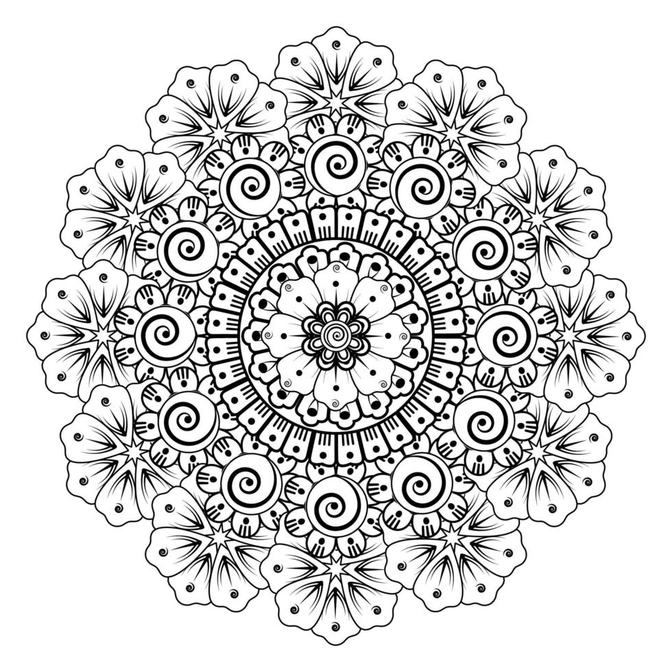 patrón circular en forma de mandala con flor mehndi vector