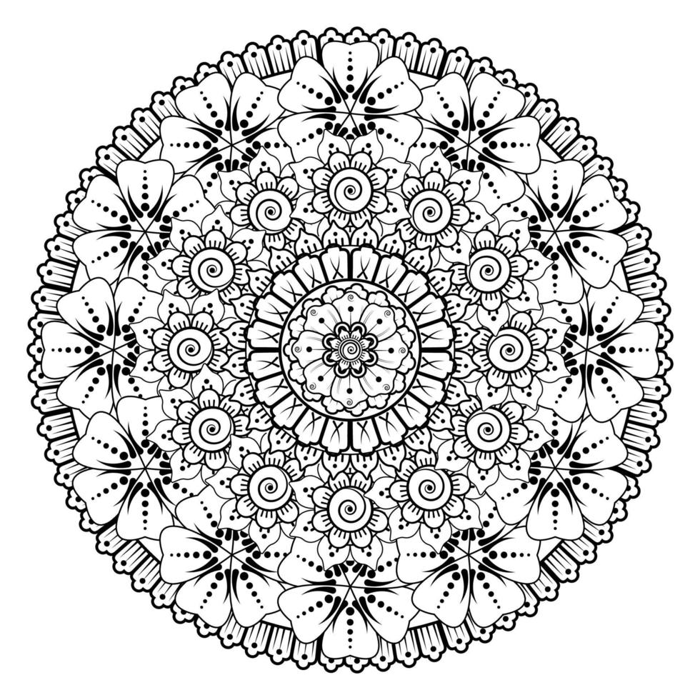 Circular pattern in the form of mandala with flower for henna. vector