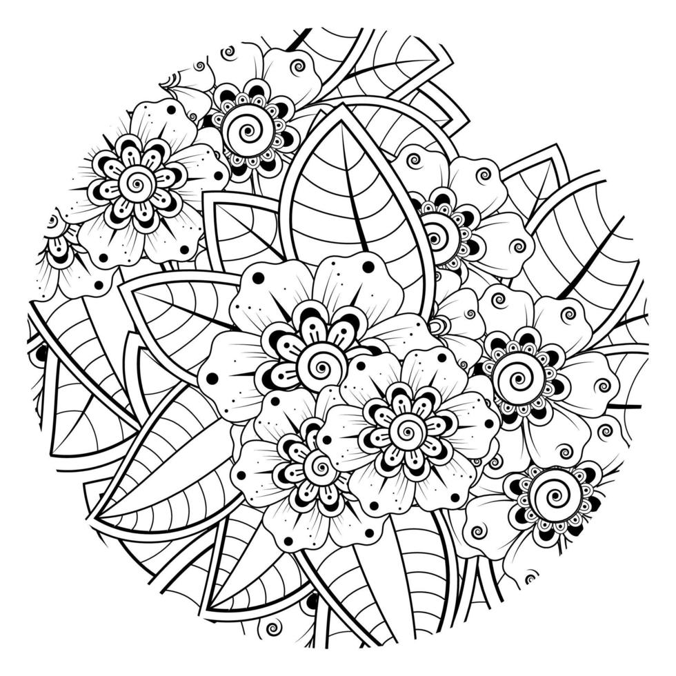 Adorno decorativo de flores mehndi en estilo étnico oriental vector