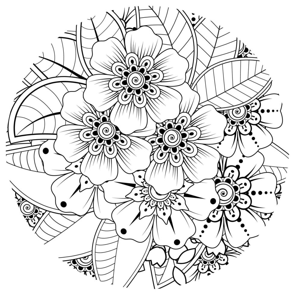 Adorno decorativo de flores mehndi en estilo étnico oriental vector