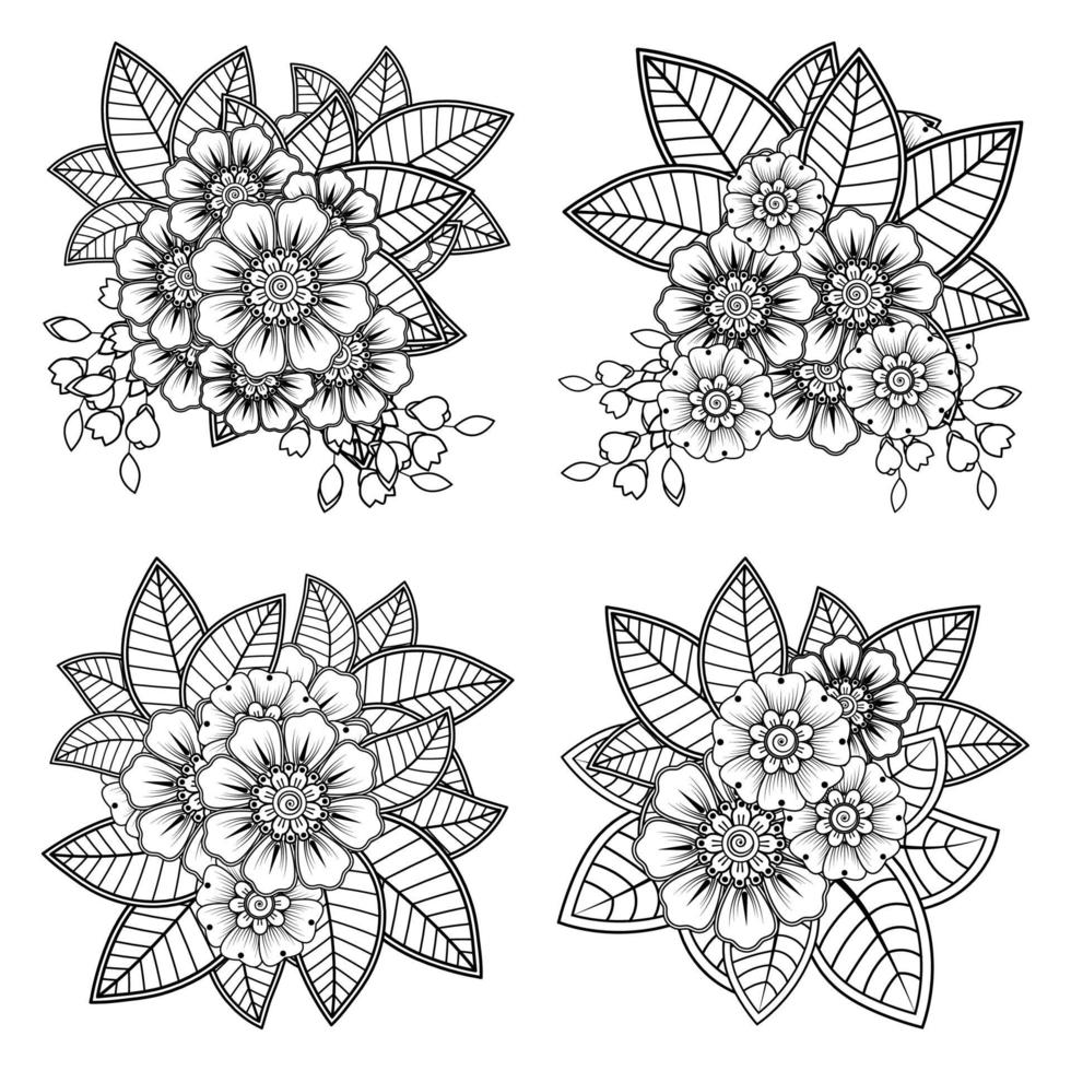 mehndi flower decorative ornament in ethnic oriental style vector