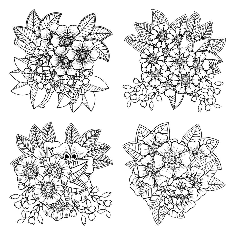 Adorno decorativo de flores mehndi en estilo étnico oriental vector