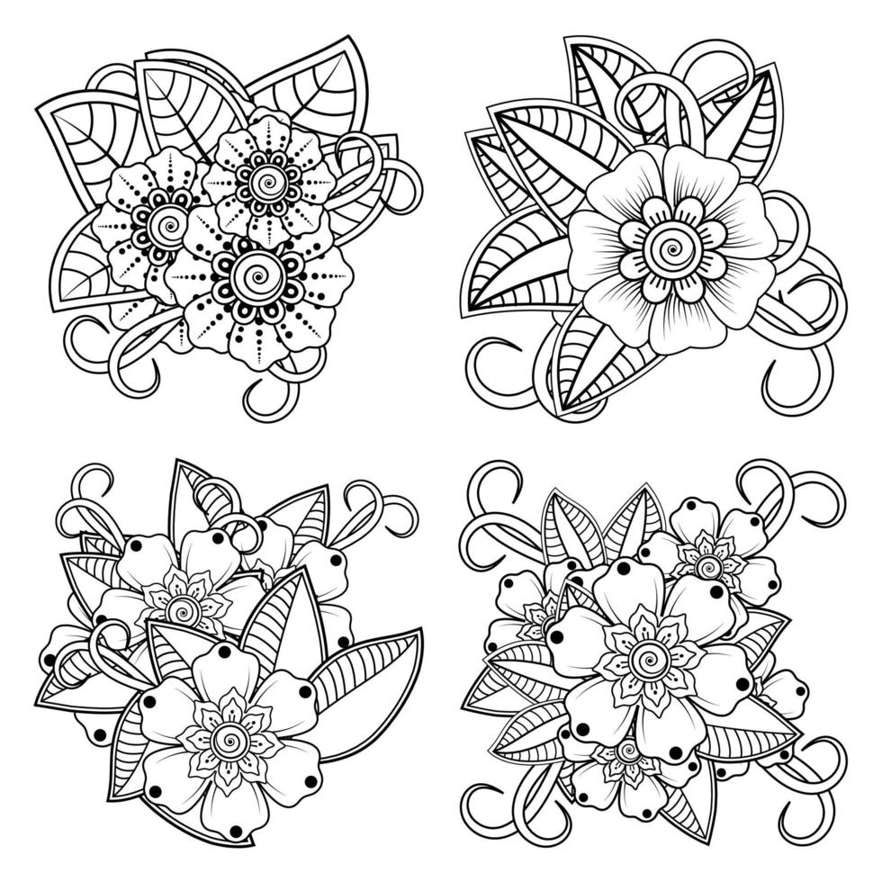 mehndi flower decorative ornament in ethnic oriental style vector