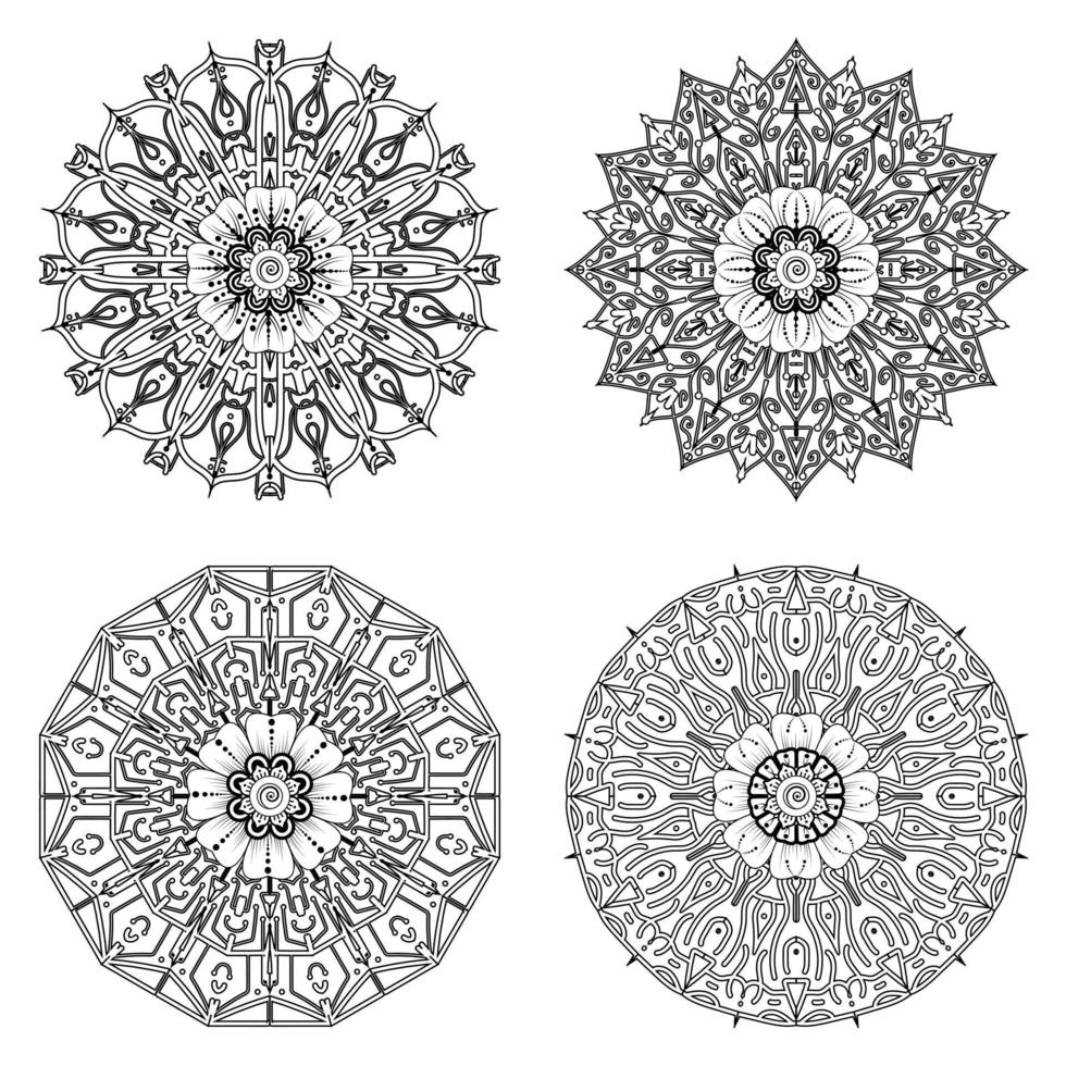 Circular pattern in the form of mandala with flower for henna, mehndi. vector