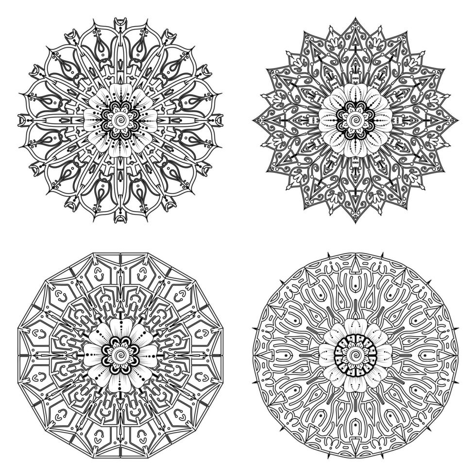 Circular pattern in the form of mandala with flower for henna, mehndi. vector