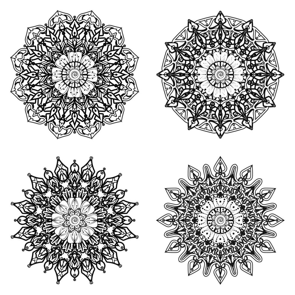 Circular pattern in the form of mandala with flower for henna, mehndi. vector