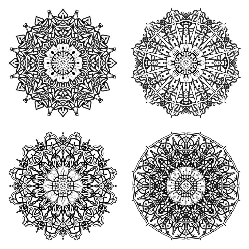 Circular pattern in the form of mandala with flower for henna, mehndi. vector