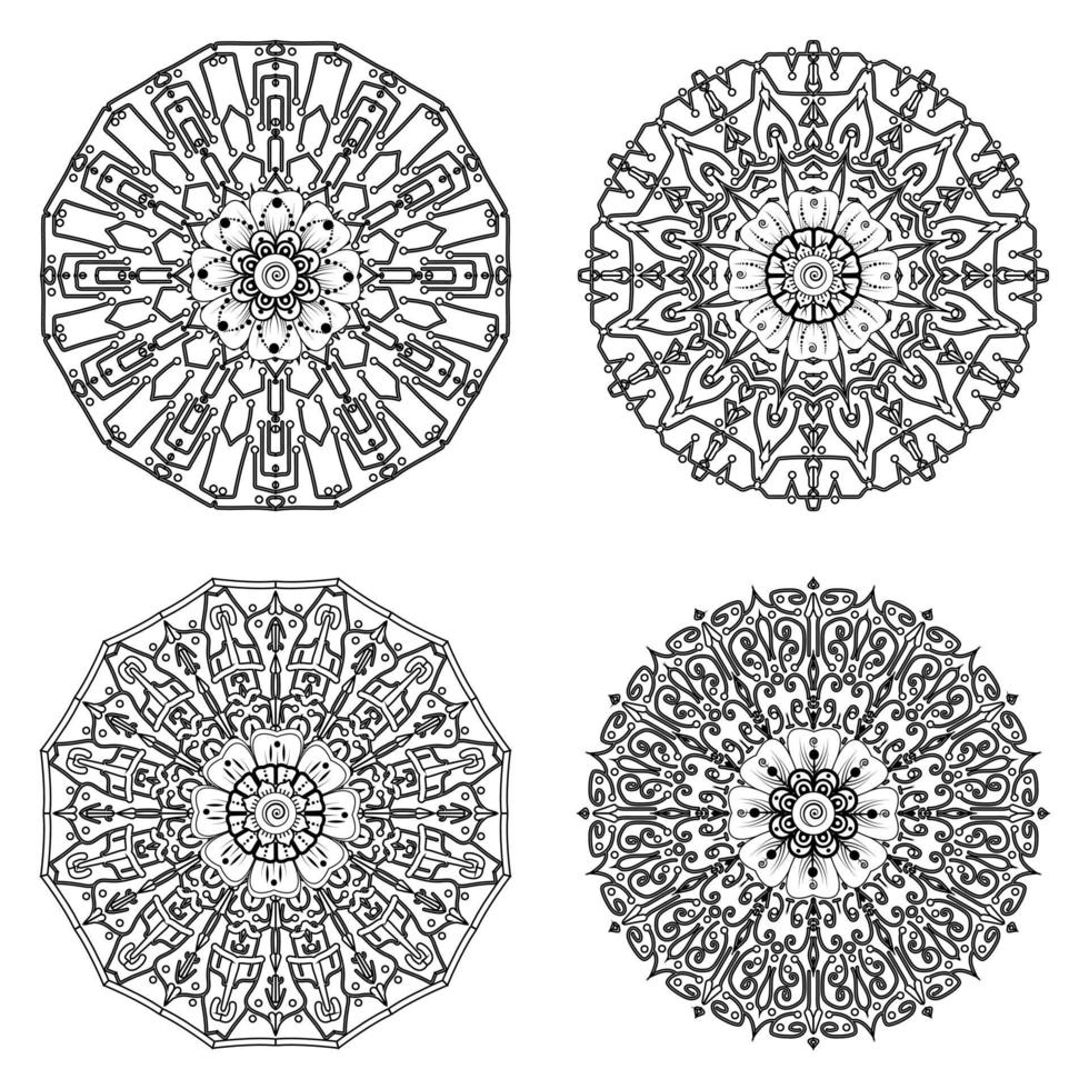 Circular pattern in the form of mandala with flower for henna, mehndi. vector