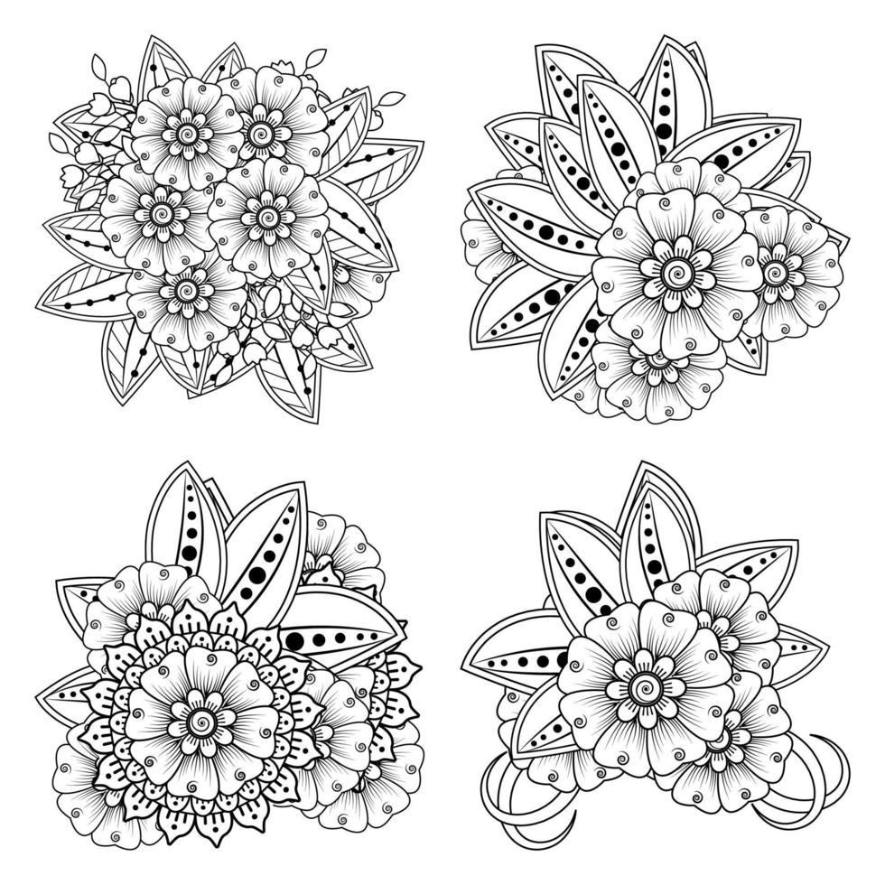 mehndi flower decorative ornament in ethnic oriental style vector