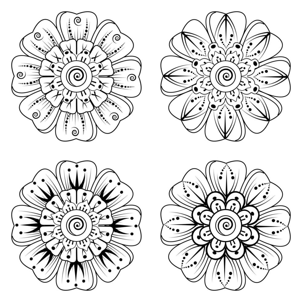 mehndi flower decorative ornament in ethnic oriental style vector