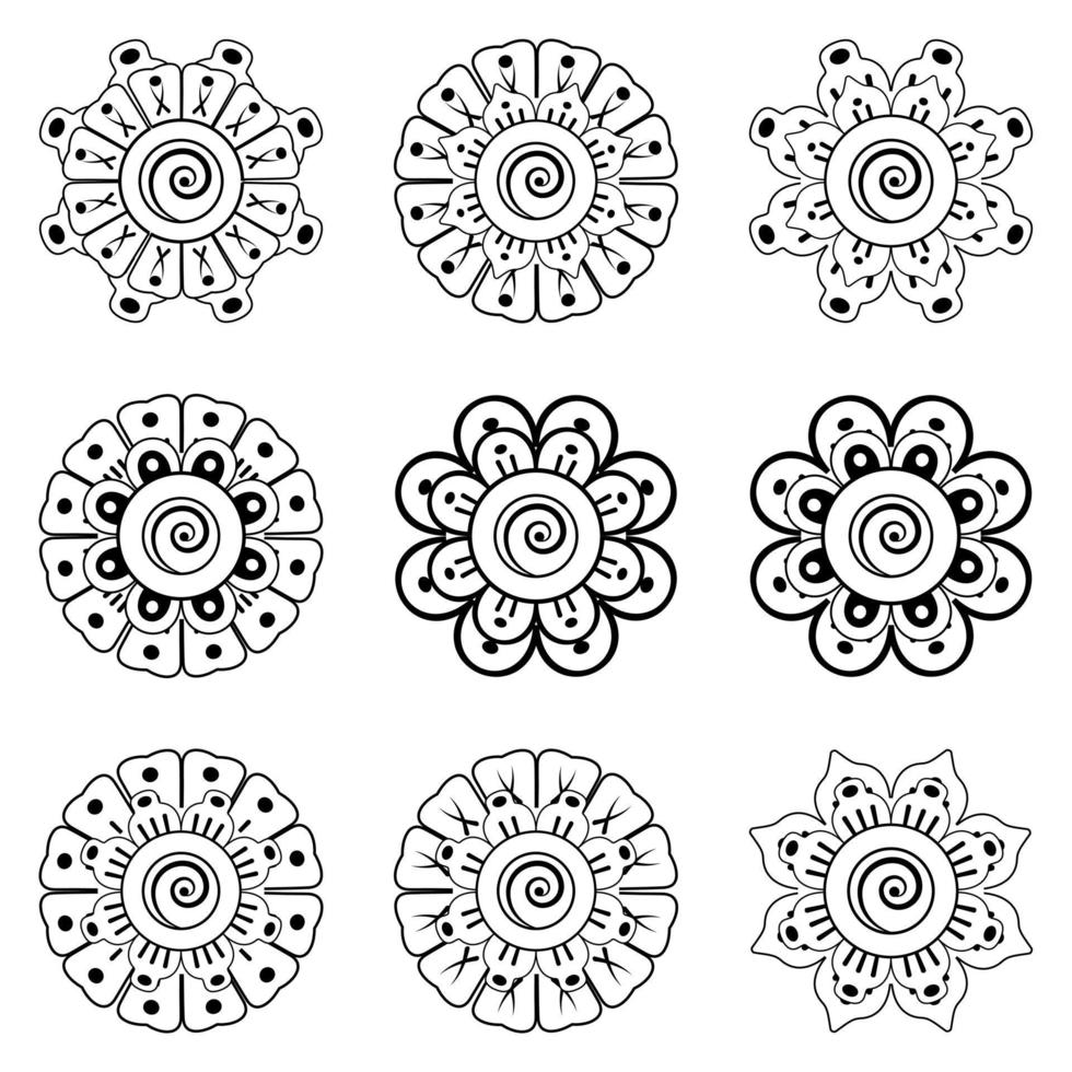 mehndi flower decorative ornament in ethnic oriental style vector