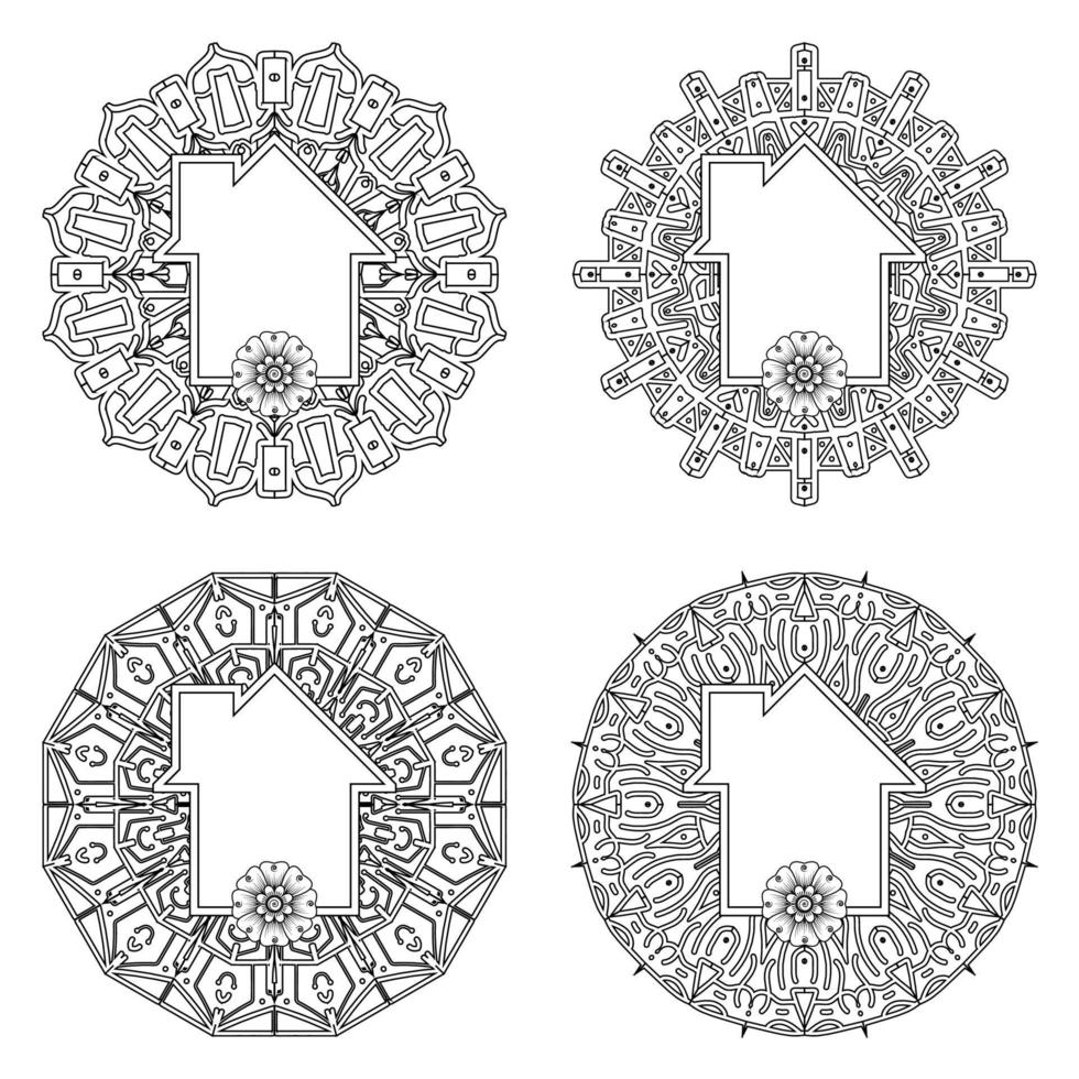 Adorno decorativo de flores mehndi en estilo étnico oriental vector