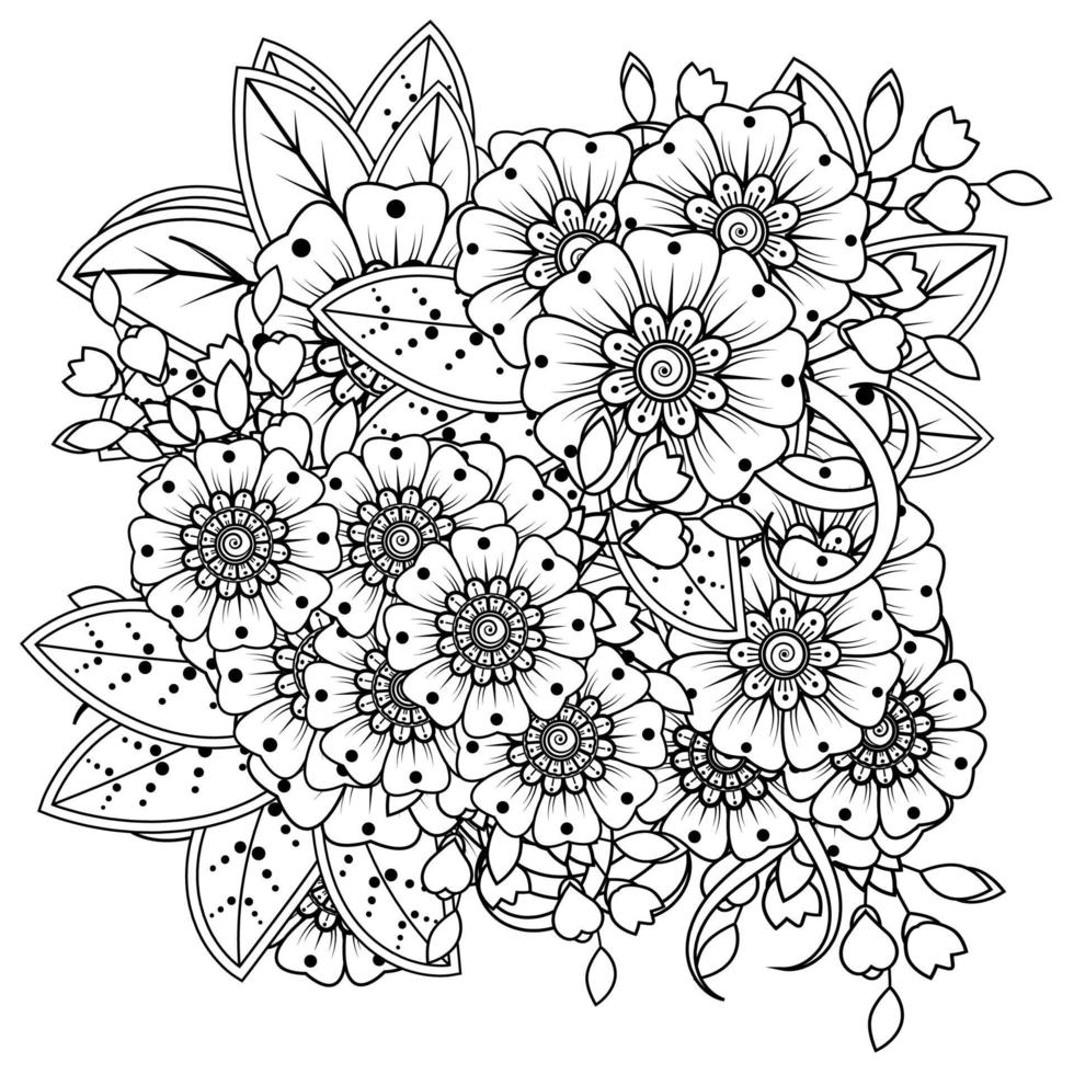 Adorno decorativo de flores mehndi en estilo étnico oriental vector