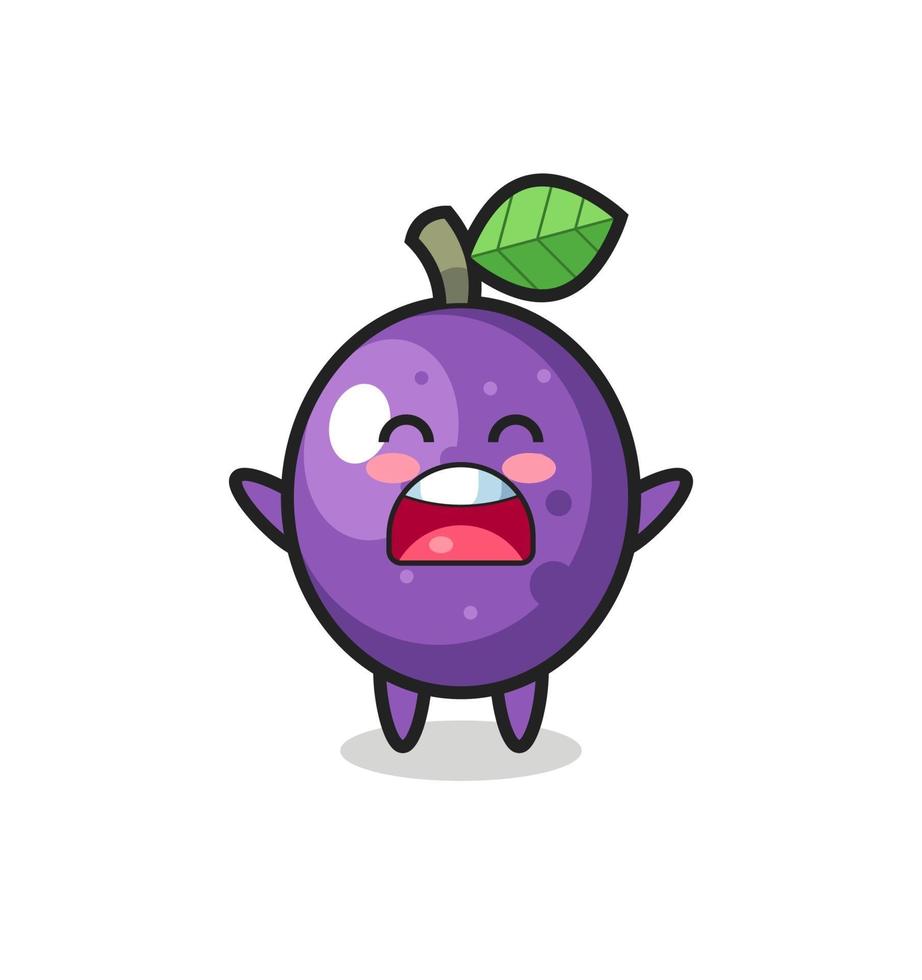 cute passion fruit mascot with a yawn expression vector