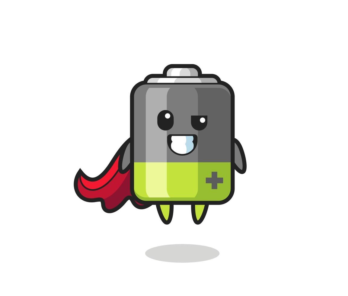 the cute battery character as a flying superhero vector