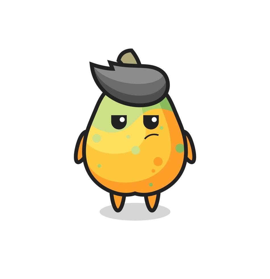 cute papaya character with suspicious expression vector