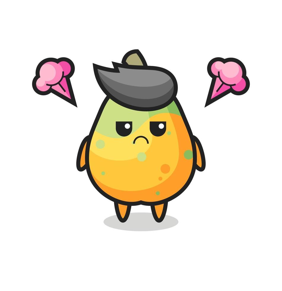annoyed expression of the cute papaya cartoon character vector