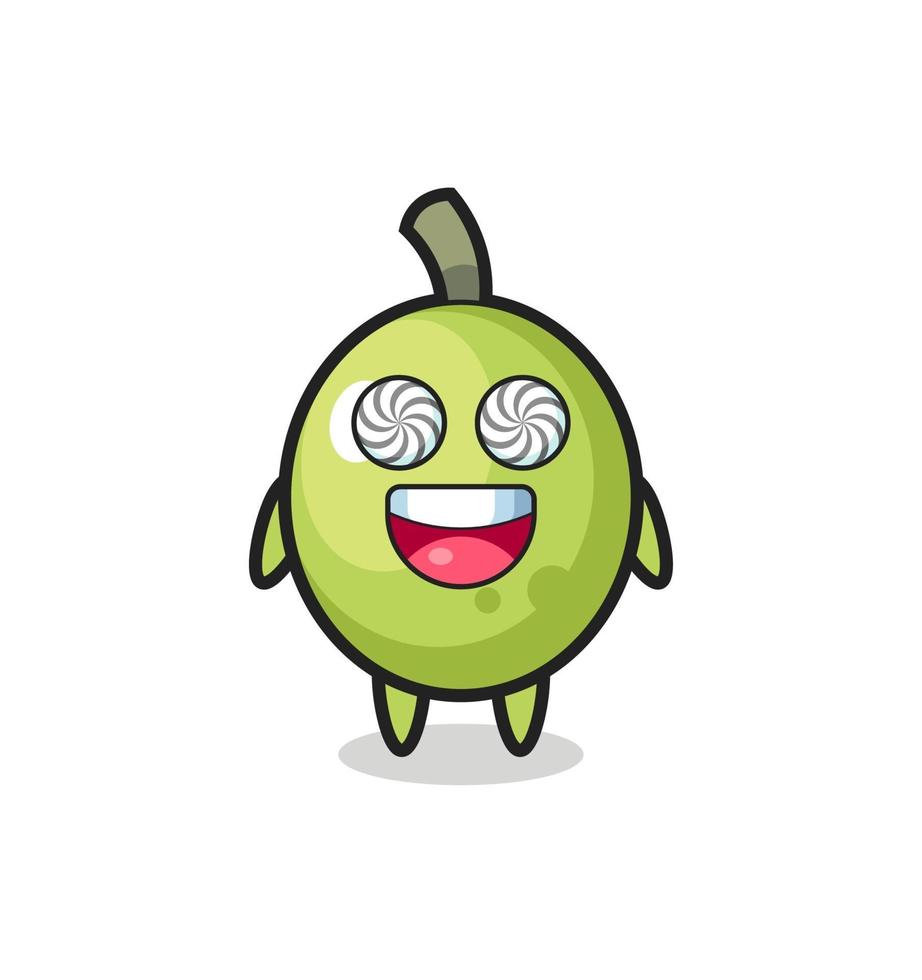 cute olive character with hypnotized eyes vector