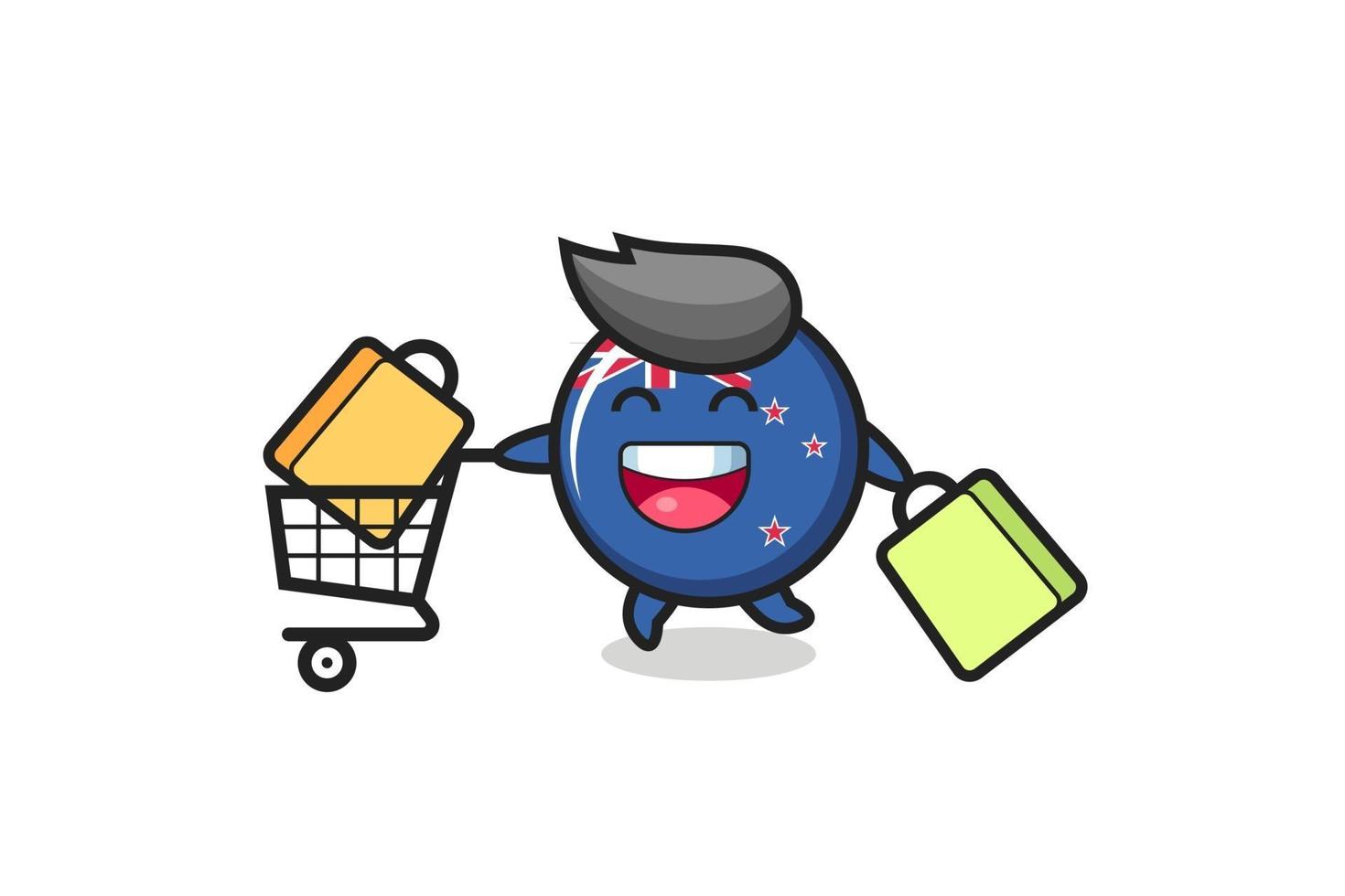 black Friday illustration with cute new zealand flag badge mascot vector