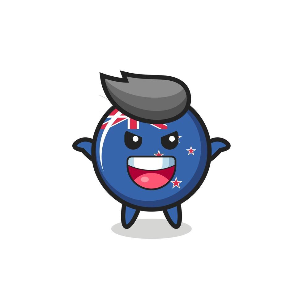 the illustration of cute new zealand flag badge doing scare gesture vector