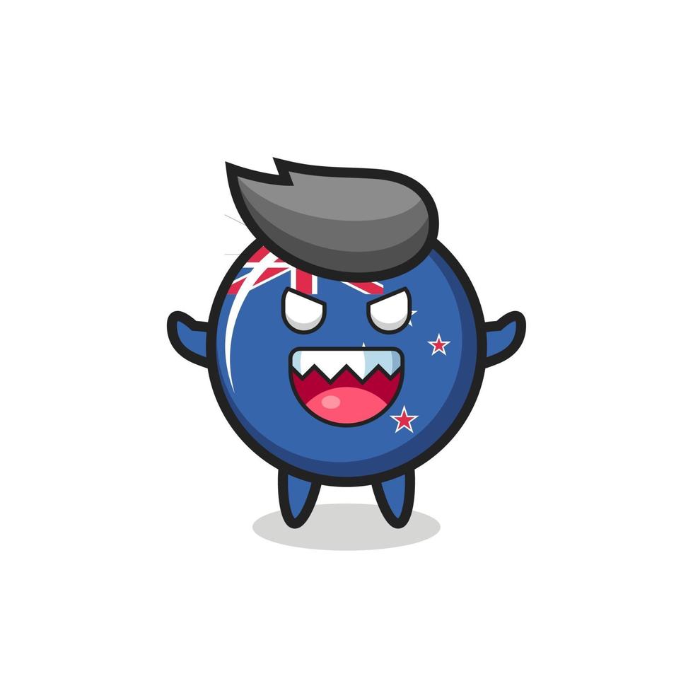 illustration of evil new zealand flag badge mascot character vector
