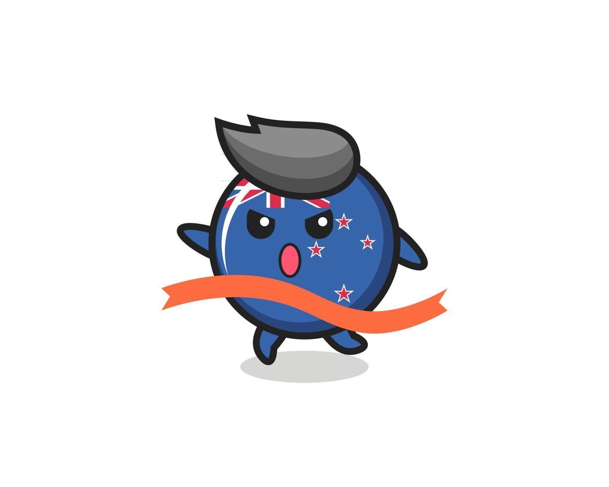 cute new zealand flag badge illustration is reaching the finish vector