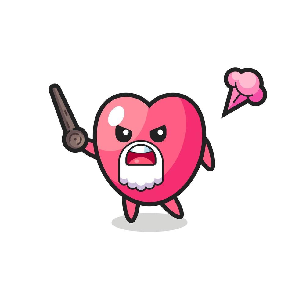 cute heart symbol grandpa is getting angry vector