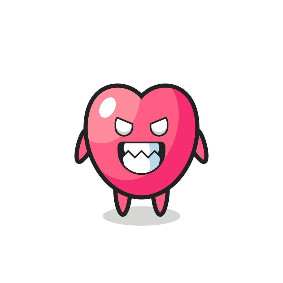 evil expression of the heart symbol cute mascot character vector