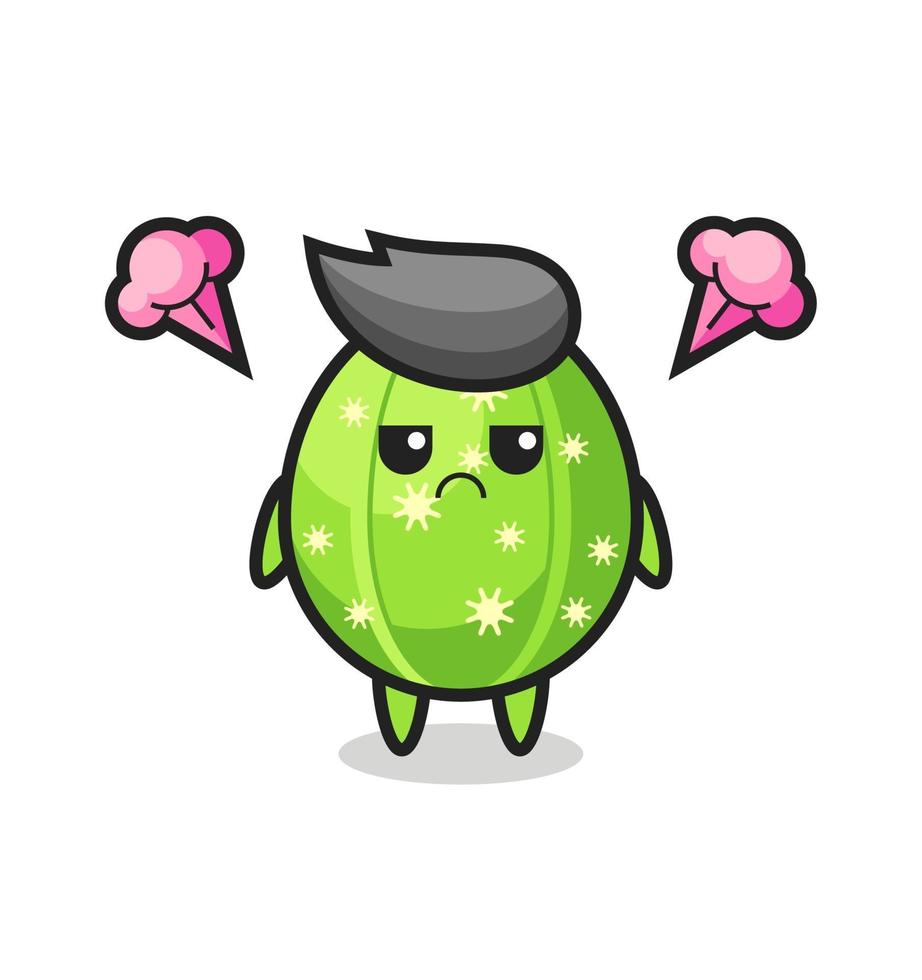 expresión molesta del lindo personaje de dibujos animados de cactus vector