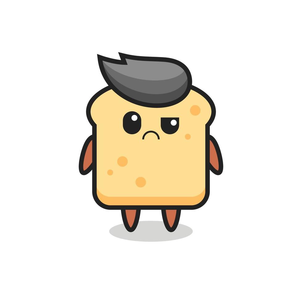 the mascot of the bread with sceptical face vector