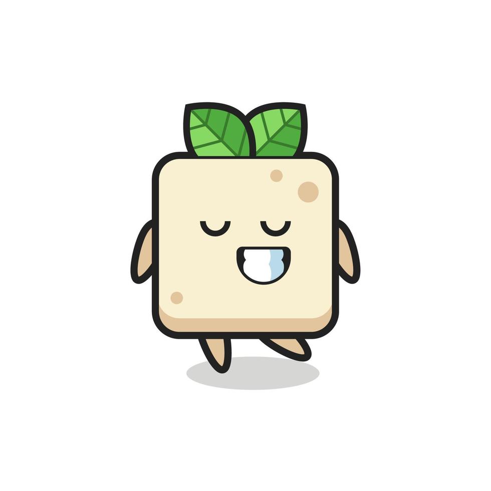 tofu cartoon illustration with a shy expression vector