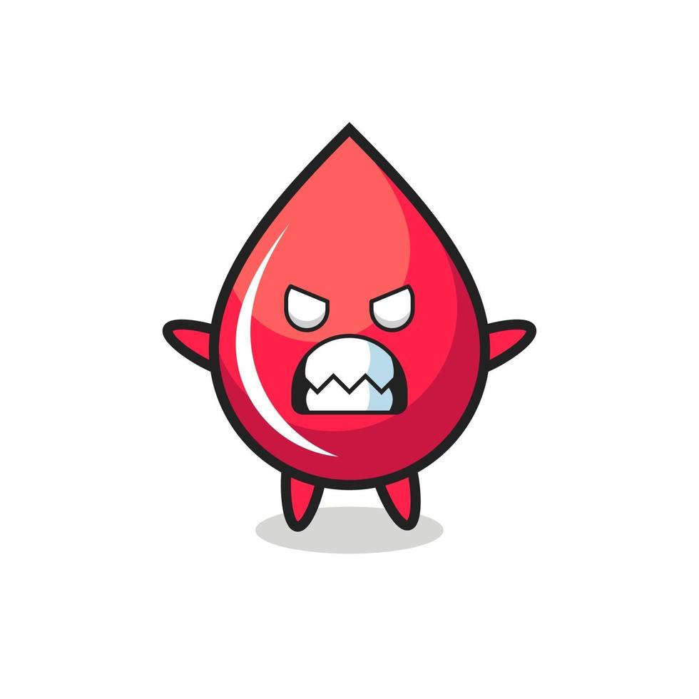 wrathful expression of the blood drop mascot character vector