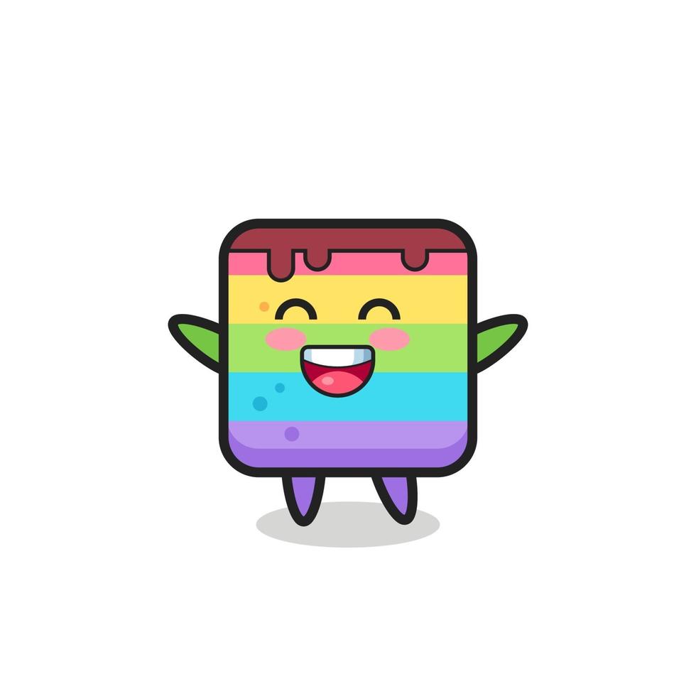 happy baby rainbow cake cartoon character vector