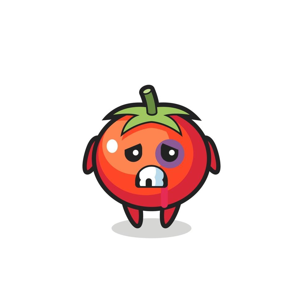 Personaje de tomates heridos con cara magullada vector