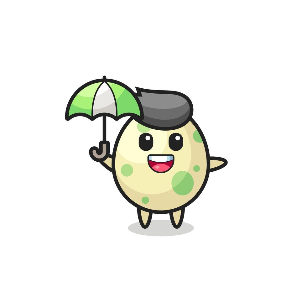 cute spotted egg illustration holding an umbrella vector