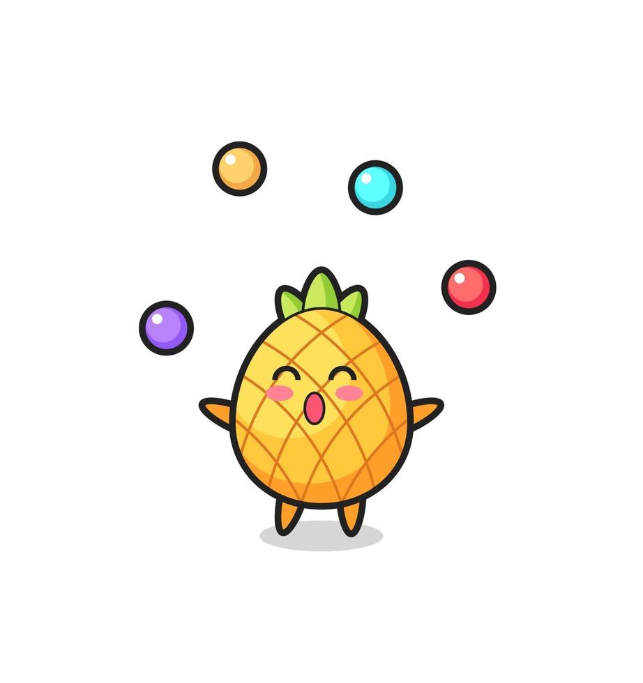 the pineapple circus cartoon juggling a ball vector