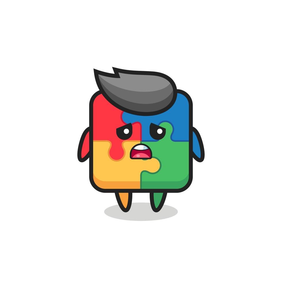 disappointed expression of the puzzle cartoon vector