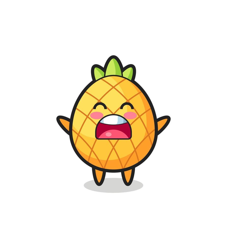 cute pineapple mascot with a yawn expression vector