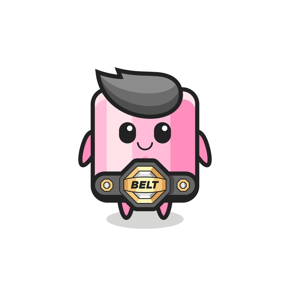 the MMA fighter marshmallow mascot with a belt vector