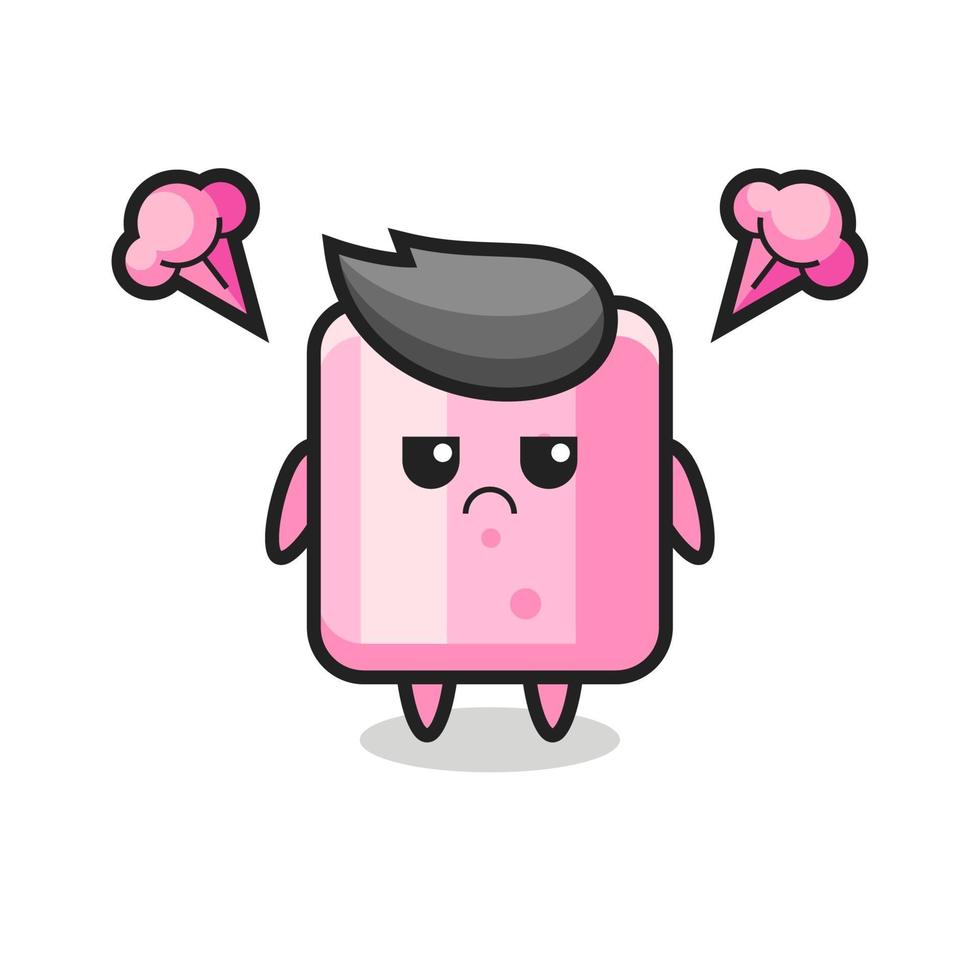 annoyed expression of the cute marshmallow cartoon character vector
