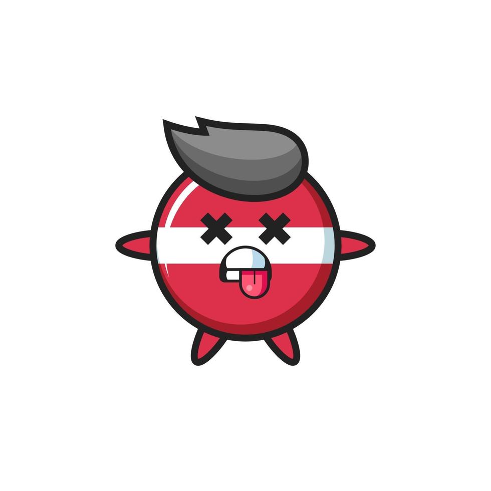 character of the cute latvia flag badge with dead pose vector