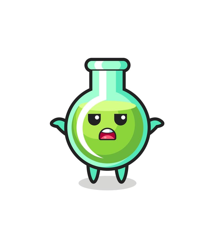 personaje de mascota de vasos de laboratorio diciendo que no sé vector