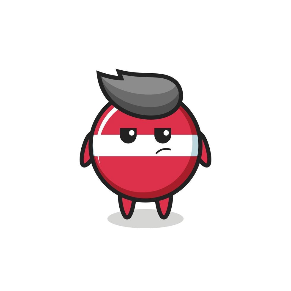 cute latvia flag badge character with suspicious expression vector