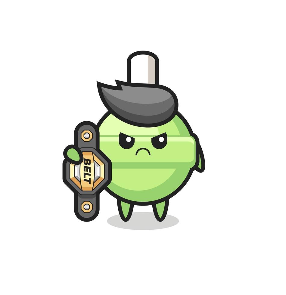 lollipop mascot character as a MMA fighter with the champion belt vector