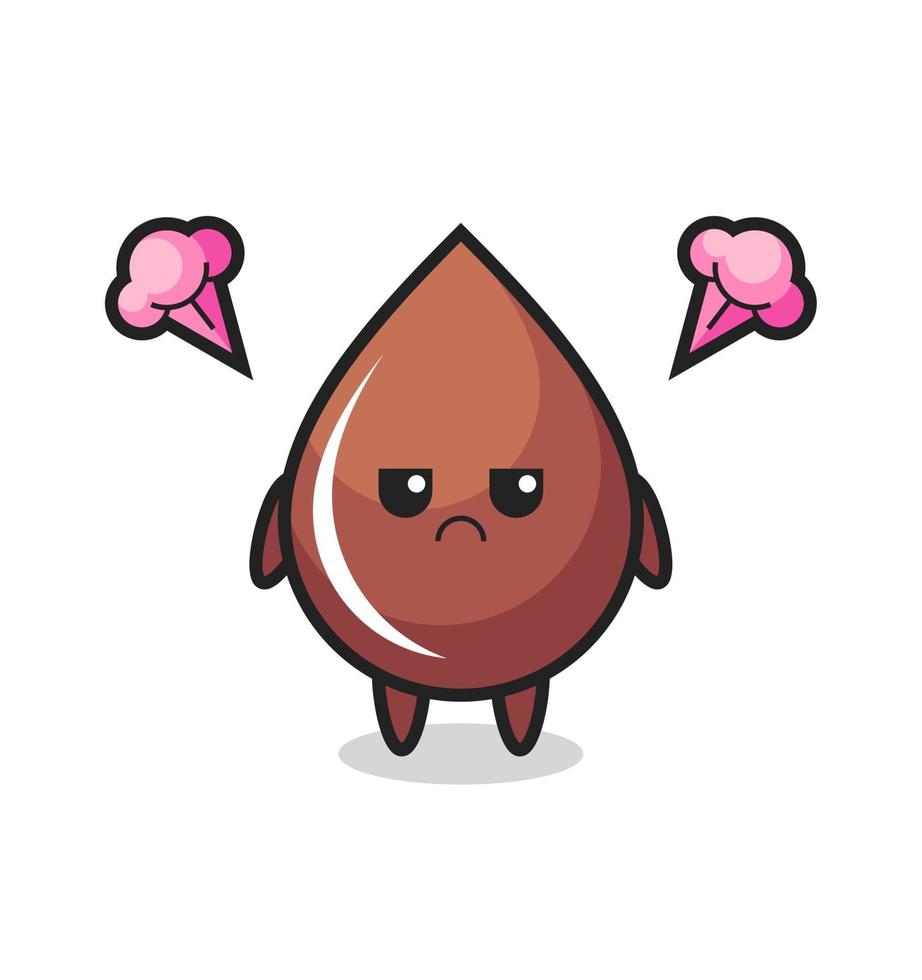 annoyed expression of the cute chocolate drop cartoon character vector