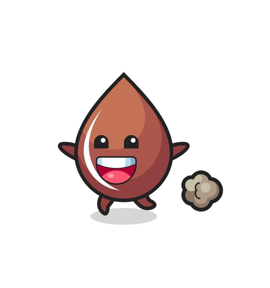 the happy chocolate drop cartoon with running pose vector