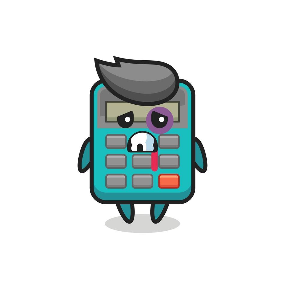 injured calculator character with a bruised face vector