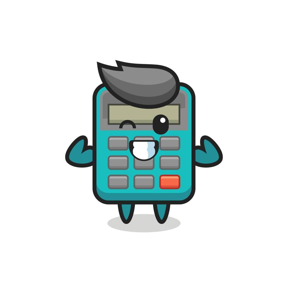 the muscular calculator character is posing showing his muscles vector