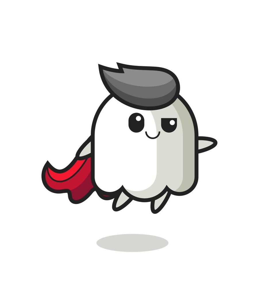 cute ghost superhero character is flying vector